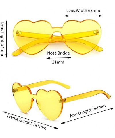 Rimless Heart Shaped Rimless Sunglasses Clout Goggles Candy Clear Lens Sun Glasses for Women Girls - Yellow - C9180N8403T $10.35