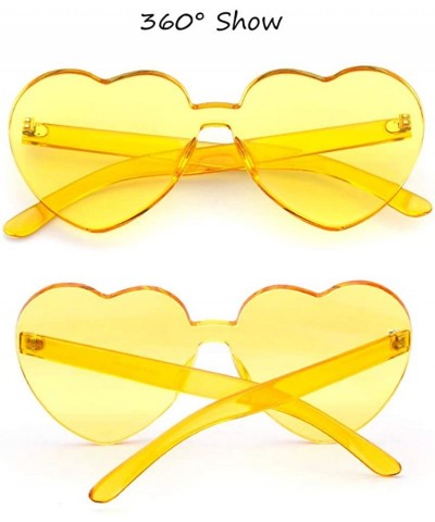 Rimless Heart Shaped Rimless Sunglasses Clout Goggles Candy Clear Lens Sun Glasses for Women Girls - Yellow - C9180N8403T $10.35