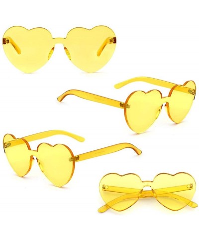 Rimless Heart Shaped Rimless Sunglasses Clout Goggles Candy Clear Lens Sun Glasses for Women Girls - Yellow - C9180N8403T $10.35