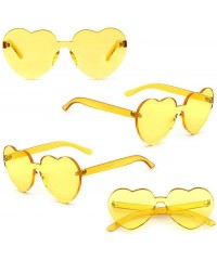 Rimless Heart Shaped Rimless Sunglasses Clout Goggles Candy Clear Lens Sun Glasses for Women Girls - Yellow - C9180N8403T $19.90