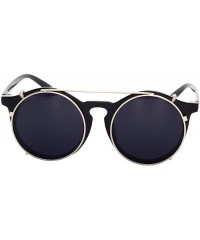 Sport Unisex SJT-9736 Flip-up Detachable Lens Pantos Round Sunglasses - Black+black - CV12D7WB6RF $23.19
