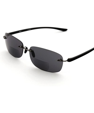 Square Reading Sunglasses Designed Available - Gun Metal Bridge/Smoke Lens - CI185D4GAH4 $36.10