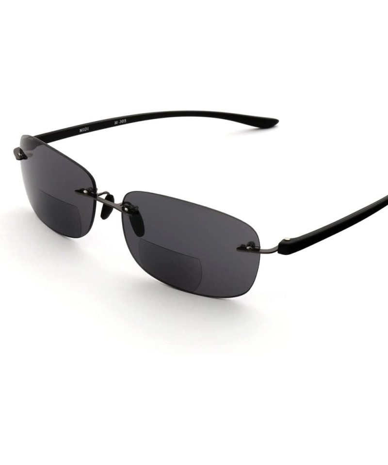 Square Reading Sunglasses Designed Available - Gun Metal Bridge/Smoke Lens - CI185D4GAH4 $34.69