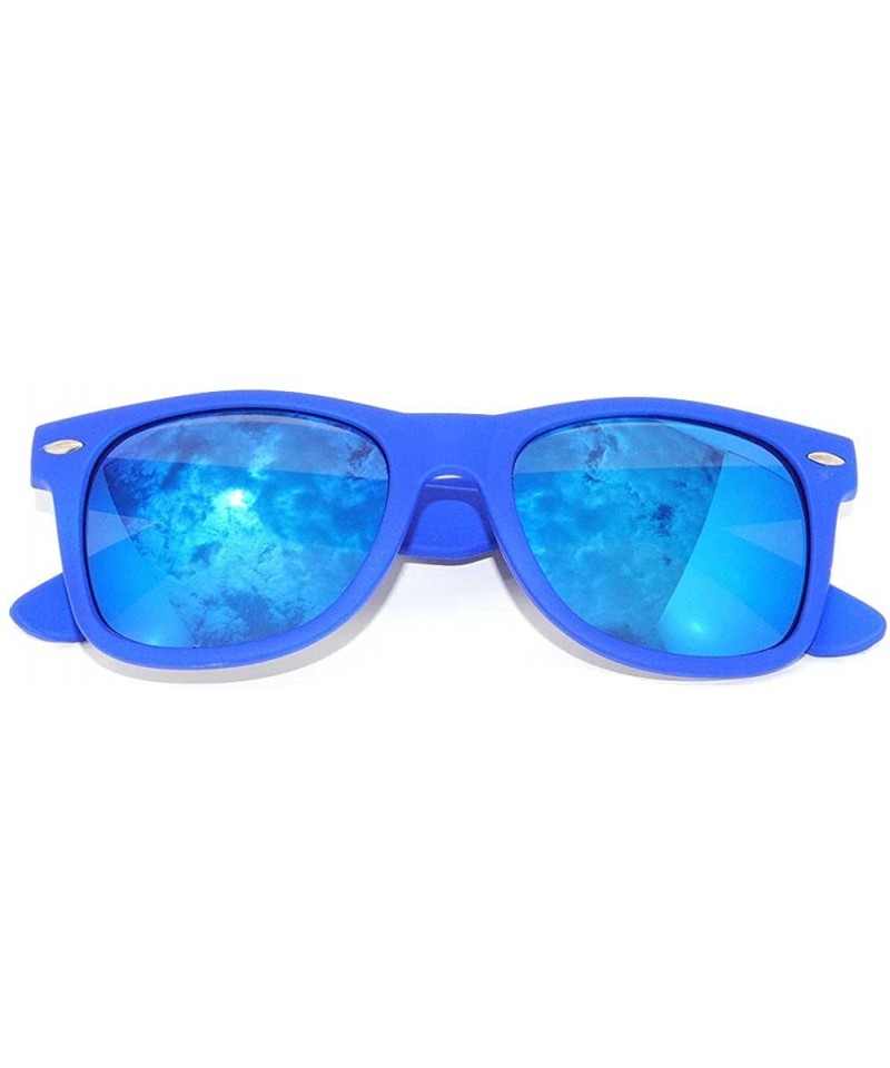 Rectangular Vintage Retro Classic Mirror Reflective Lens Style Sunglasses (Lens Blue Frame) - CK11D2NAVQ1 $8.62