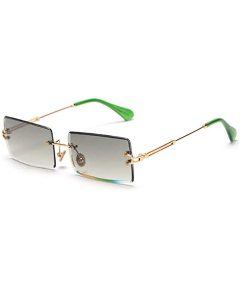 Goggle Fashion Rimless Sunglasses Women Accessories Rectangle Female Sun Glasses Green Black Brown Square Eyewear - CM18T9WU3...