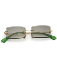 Goggle Fashion Rimless Sunglasses Women Accessories Rectangle Female Sun Glasses Green Black Brown Square Eyewear - CM18T9WU3...