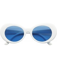 Oval Super Retro Pop White Clout Goggles Oval Cobain Sunglasses - White - CL184XKL4Y5 $8.68