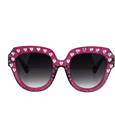 Butterfly Womens Oversized Style Sunglasses Heart Design Butterfly Frame UV 400 - Fuchsia (Smoke) - C118RN4I2SA $9.73