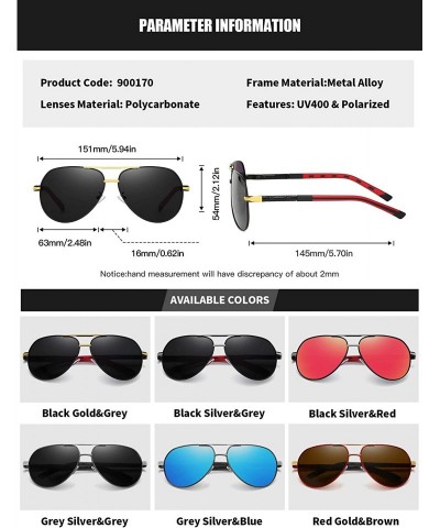 Aviator Polarized Sunglasses for Men Classic Aviator Lens Alloy Frame for Driving Fishing Golf UV400 Protection - CH18AYRZTKE...