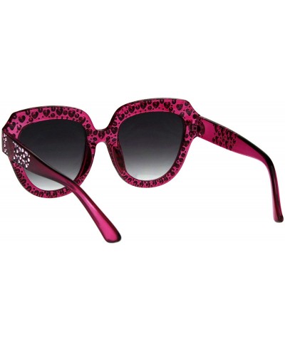 Butterfly Womens Oversized Style Sunglasses Heart Design Butterfly Frame UV 400 - Fuchsia (Smoke) - C118RN4I2SA $9.73