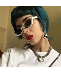 Cat Eye Cool Trendy Half Frame Rimless Cat Eye Sunglasses Women Fashion Clear Black - Red - C118XDW6473 $11.15