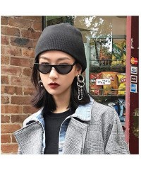 Cat Eye Cool Trendy Half Frame Rimless Cat Eye Sunglasses Women Fashion Clear Black - Red - C118XDW6473 $11.15