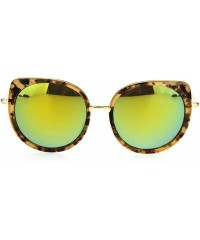 Cat Eye Womens Color Mirrored Lens Bat Shape Cat Eye Round Designer Funk Sunglasses - Yellow Tort - CU17Y08MTN2 $23.59