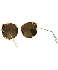Cat Eye Womens Color Mirrored Lens Bat Shape Cat Eye Round Designer Funk Sunglasses - Yellow Tort - CU17Y08MTN2 $23.59