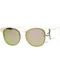 Rimless Womens Flat Top Metal Half Horn Rim Rimless Sunglasses - Gold Purple - CB12N5OUL8I $23.38