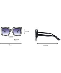 Oversized Oversized Diamond Sunglasses Women Handmade Square Frame Eyewear 67mm UV400 - Silver - CC186XNWRLU $15.10