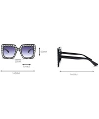 Oversized Oversized Diamond Sunglasses Women Handmade Square Frame Eyewear 67mm UV400 - Silver - CC186XNWRLU $25.74