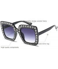 Oversized Oversized Diamond Sunglasses Women Handmade Square Frame Eyewear 67mm UV400 - Silver - CC186XNWRLU $25.74