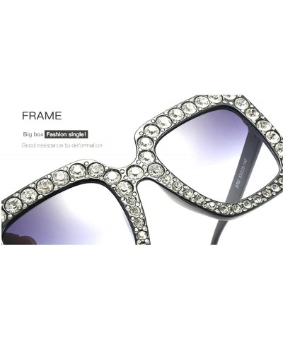Oversized Oversized Diamond Sunglasses Women Handmade Square Frame Eyewear 67mm UV400 - Silver - CC186XNWRLU $25.74