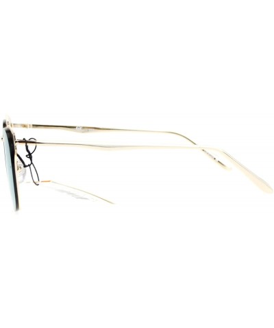Rimless Womens Flat Top Metal Half Horn Rim Rimless Sunglasses - Gold Purple - CB12N5OUL8I $23.38