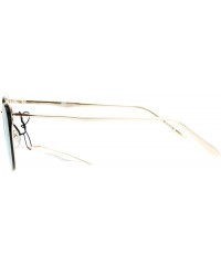 Rimless Womens Flat Top Metal Half Horn Rim Rimless Sunglasses - Gold Purple - CB12N5OUL8I $23.38