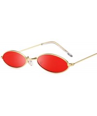 Oversized Sunglasses for Women Men Small Oval Alloy Frame Summer Style Unisex Sun Glasses - Goldred - CJ18WD6MYOA $19.66