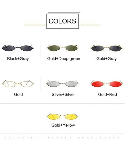 Oversized Sunglasses for Women Men Small Oval Alloy Frame Summer Style Unisex Sun Glasses - Goldred - CJ18WD6MYOA $42.12