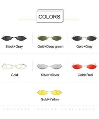 Oversized Sunglasses for Women Men Small Oval Alloy Frame Summer Style Unisex Sun Glasses - Goldred - CJ18WD6MYOA $42.12