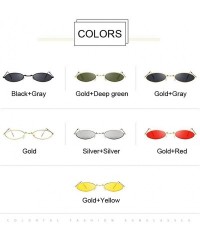 Oversized Sunglasses for Women Men Small Oval Alloy Frame Summer Style Unisex Sun Glasses - Goldred - CJ18WD6MYOA $19.66