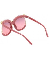 Round Vintage Cat Eye Diamond Crystal Sunglasses for Women Oversized Plastic Frame - Red - C7198G3KG2T $18.90