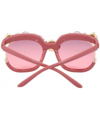 Round Vintage Cat Eye Diamond Crystal Sunglasses for Women Oversized Plastic Frame - Red - C7198G3KG2T $32.86