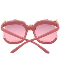 Round Vintage Cat Eye Diamond Crystal Sunglasses for Women Oversized Plastic Frame - Red - C7198G3KG2T $18.90