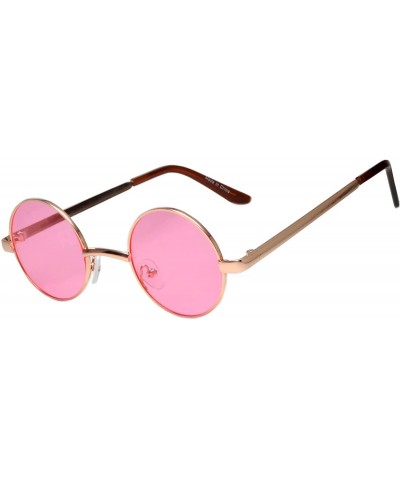 Round Round Retro Small Circle Tint & Mirror Colored Lens 43-55 mm Sunglasses Metal - Round_43mm_gold_pk_grd - CA189IMWZM5 $8.14