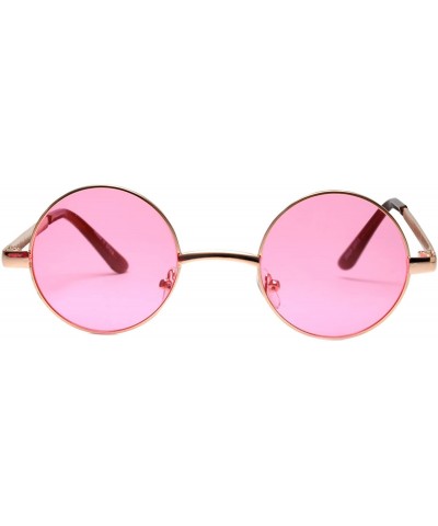 Round Round Retro Small Circle Tint & Mirror Colored Lens 43-55 mm Sunglasses Metal - Round_43mm_gold_pk_grd - CA189IMWZM5 $8.14