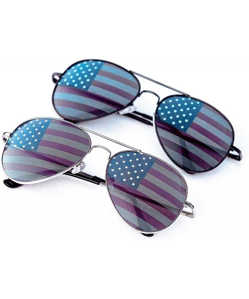 Wayfarer American Flag Mirror Novelty Decorative Sunglasses - 2-silver & Black-black Gift Box - CF11O2QD5JX $23.75