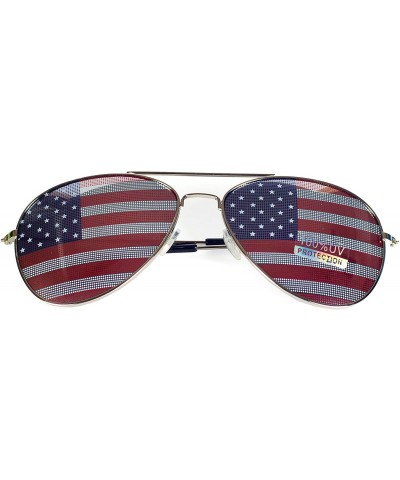 Wayfarer American Flag Mirror Novelty Decorative Sunglasses - 2-silver & Black-black Gift Box - CF11O2QD5JX $13.34