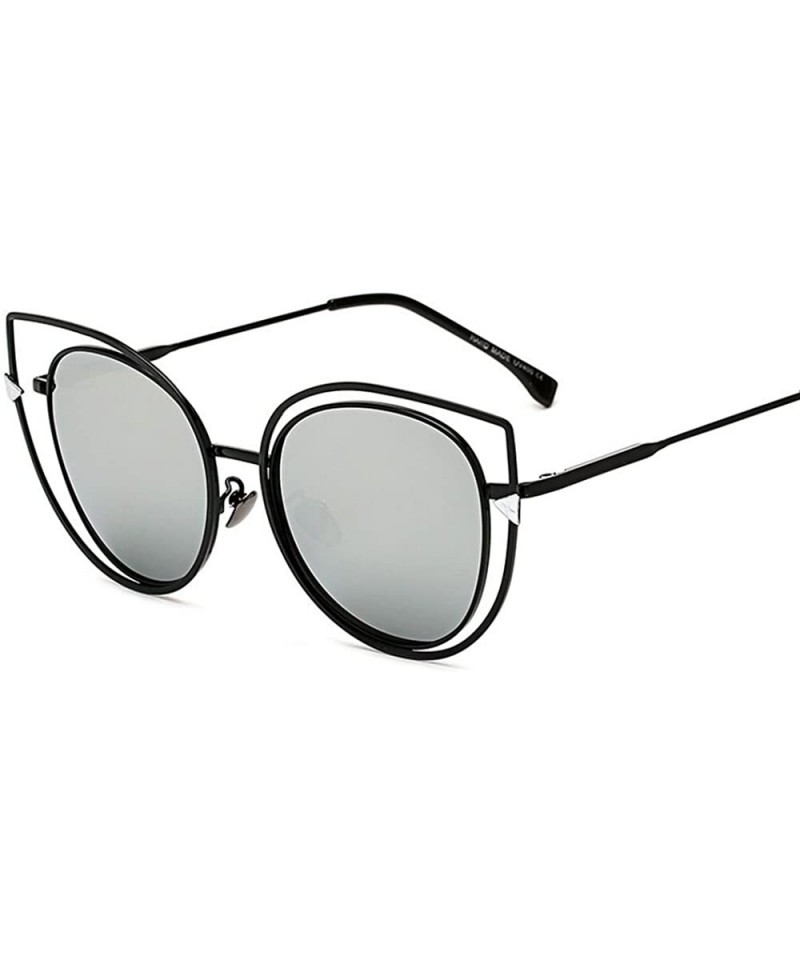 Oversized Kitty Eye Sunglasses Women Brand Designer 2017 Vintage Oversized Shades 997242Y - Silver - CX184YM5TYO $24.46
