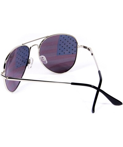 Wayfarer American Flag Mirror Novelty Decorative Sunglasses - 2-silver & Black-black Gift Box - CF11O2QD5JX $23.75