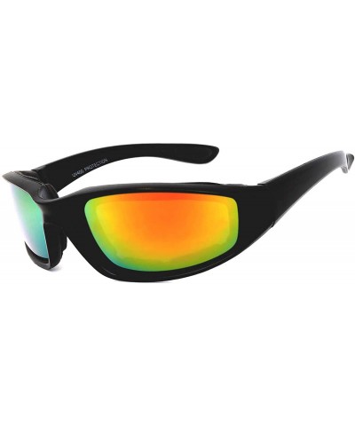 Goggle Motorcycle Padded Foam Glasses Smoke Mirror Clear Lens - Blk_red_mir - CN184WSKXW4 $18.28