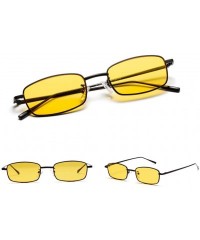 Rectangular Women Ladies Rectangular Vintage Style Sunglasses Small Frame Eye Glasses - Yellow - CM18A9ELREC $23.30