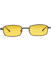 Rectangular Women Ladies Rectangular Vintage Style Sunglasses Small Frame Eye Glasses - Yellow - CM18A9ELREC $23.30