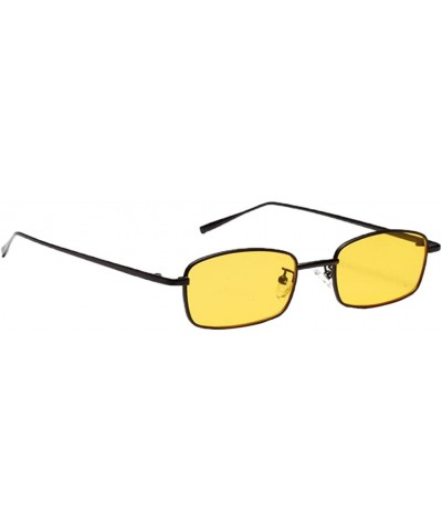 Rectangular Women Ladies Rectangular Vintage Style Sunglasses Small Frame Eye Glasses - Yellow - CM18A9ELREC $12.74