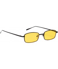 Rectangular Women Ladies Rectangular Vintage Style Sunglasses Small Frame Eye Glasses - Yellow - CM18A9ELREC $23.30