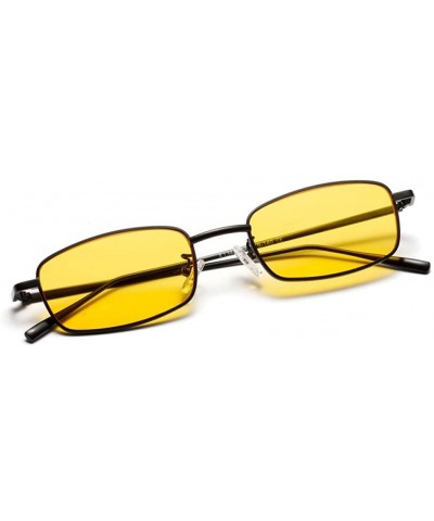 Rectangular Women Ladies Rectangular Vintage Style Sunglasses Small Frame Eye Glasses - Yellow - CM18A9ELREC $12.74