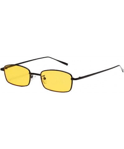 Rectangular Women Ladies Rectangular Vintage Style Sunglasses Small Frame Eye Glasses - Yellow - CM18A9ELREC $23.30