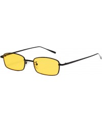 Rectangular Women Ladies Rectangular Vintage Style Sunglasses Small Frame Eye Glasses - Yellow - CM18A9ELREC $12.74