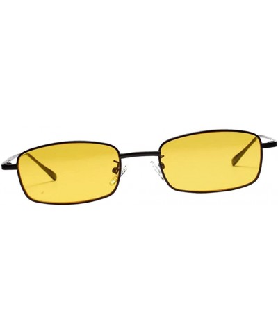 Rectangular Women Ladies Rectangular Vintage Style Sunglasses Small Frame Eye Glasses - Yellow - CM18A9ELREC $23.30