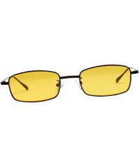 Rectangular Women Ladies Rectangular Vintage Style Sunglasses Small Frame Eye Glasses - Yellow - CM18A9ELREC $12.74