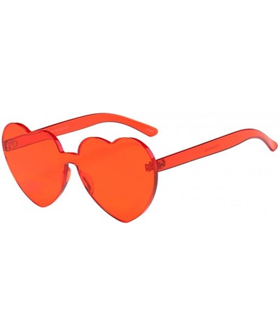 Goggle Women Rimless Sunglasses Mirror Candy Color Integrated Transparent Eyewear - Red - CP19358O0EH $28.96
