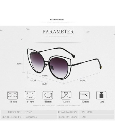 Oversized Kitty Eye Sunglasses Women Brand Designer 2017 Vintage Oversized Shades 997242Y - Silver - CX184YM5TYO $24.79